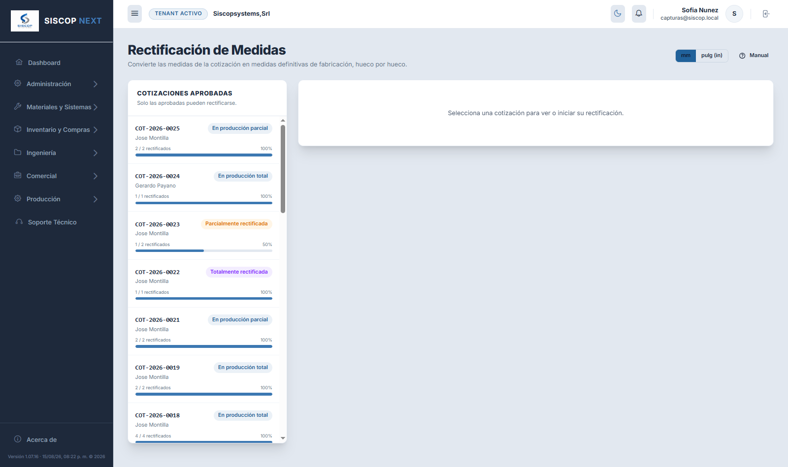 Rectificación en obra